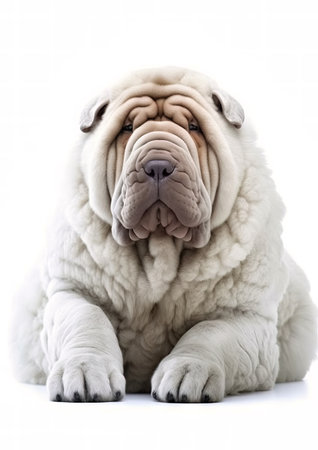 sharpei dog in front of white background (isolated)の素材