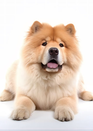 Cute chow-chow dog isolated on a white backgroundの素材