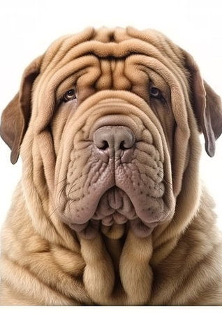 Shar Pei puppy on a white background. Close-up.の素材