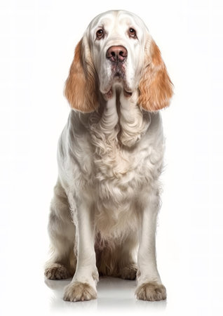 Clumber Retriever in front of a white backgroundの素材