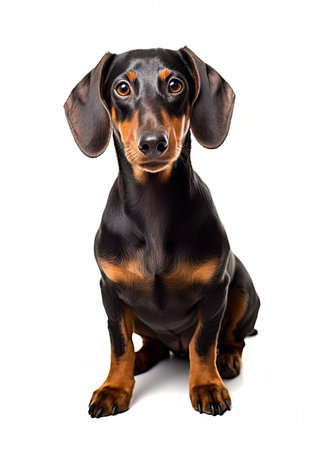 Dachshund dog isolated on a white background. Studio shot.の素材