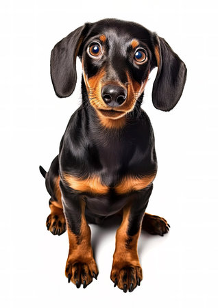 dachshund dog isolated on white background with clipping path.の素材