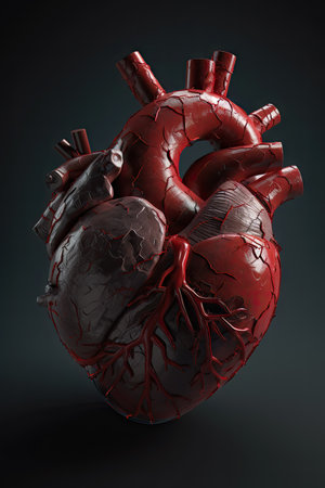 Human heart on a dark background. 3d illustration. High resolutionの素材