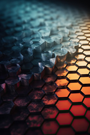 3d rendering of hexagon background. Futuristic technology style.の素材