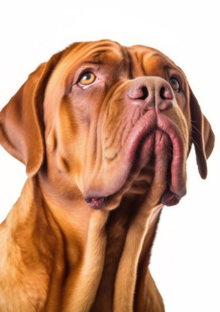 Dogue de Bordeaux dog isolated on white background. Studio shot.の素材