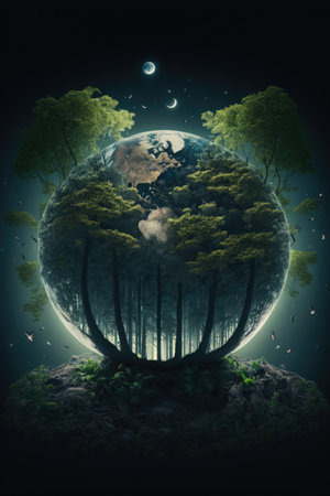 Eco concept with tree and planet.の素材