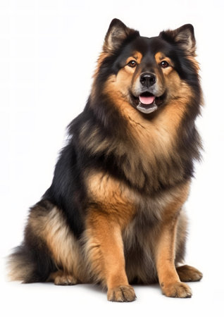 Finnish Lapphund dog isolated on white background. Studio shot. Side view.の素材