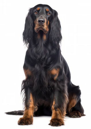 Gordon Setter in front of a white studio backgroundの素材
