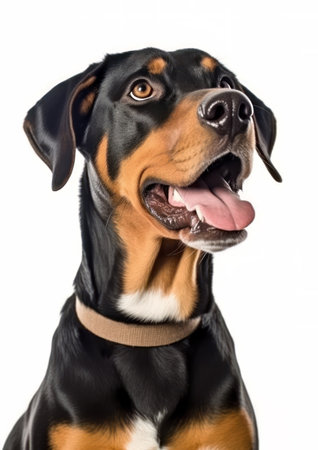 Portrait of a purebred Greater Swiss Mountain dog isolated on a white background.の素材