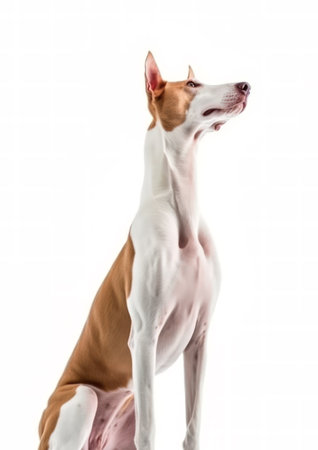 Portrait of an Ibizan Hound on a white background. Isolated.の素材