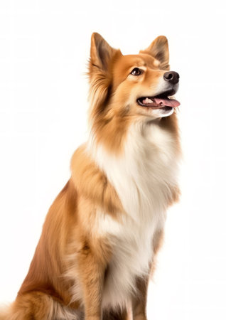 Icelandic Sheepdog isolated on white background. Studio shot.の素材