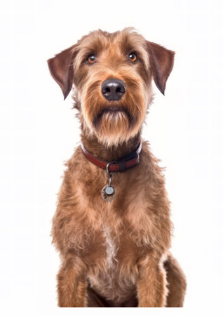 Dog breed Irish Terrier on a white background. Studio shot.の素材
