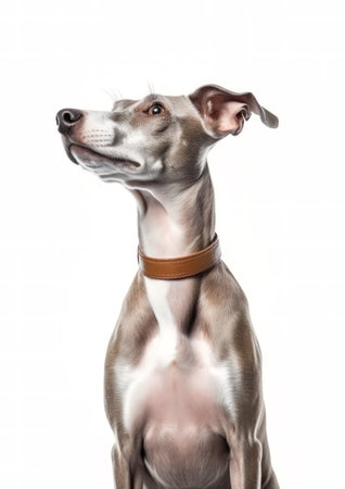 Portrait of an Italian Greyhound dog isolated on a white backgroundの素材