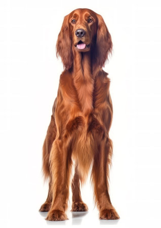 Irish Setter isolated on white background. Studio shot. Side view.の素材