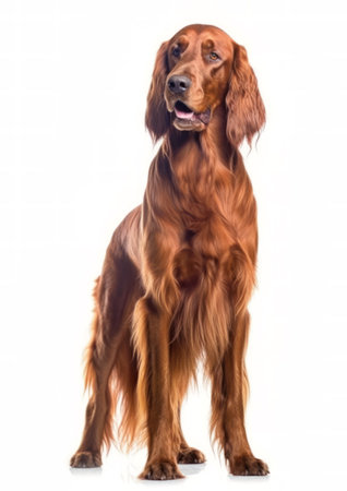 Irish Setter dog isolated on white background. Studio shot of Irish Setter dog.の素材