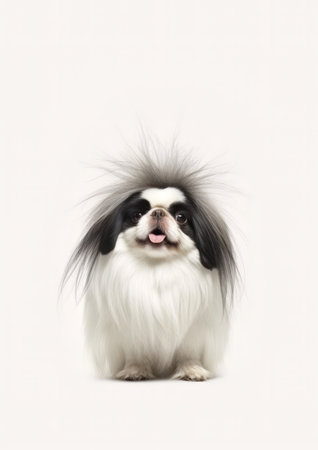 Japanese Chin isolated on a white background. Studio shot.の素材