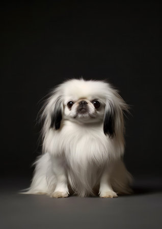 Japanese Chin on a black background. Studio shot. Isolated.の素材