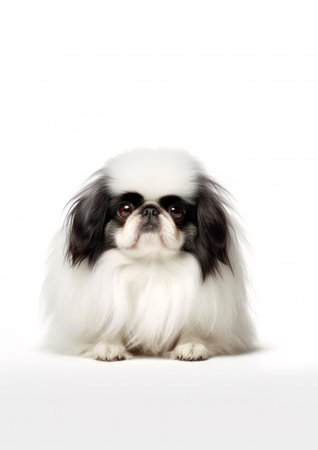Japanese Chin isolated on a white background. Studio shot.の素材