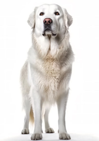 Portrait of a Kuvasz isolated on a white backgroundの素材