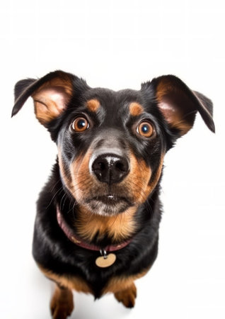Portrait of a Lancashire Heeler isolated on a white backgroundの素材