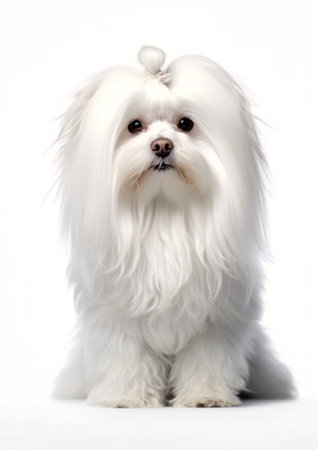 Portrait of a Maltese dog isolated on a white background.の素材