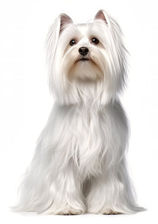 Maltese in front of a white backgroundの素材
