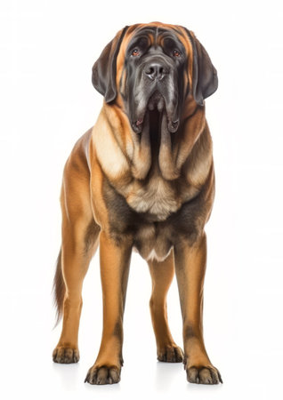 Mastiff in front of white backgroundの素材