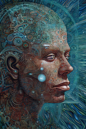 Zodiac sign Pisces in the form of a man's faceの素材