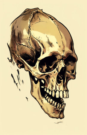 Skull on the white background. Hand-drawn illustration. Vector.の素材