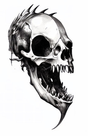 Skull with open mouth. Isolated on a white background.の素材