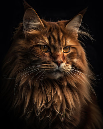 Portrait of a beautiful Maine Coon cat. Studio shot.の素材
