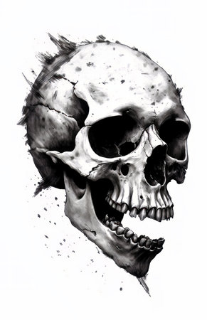 Skull isolated on a white background. Hand-drawn illustration.の素材