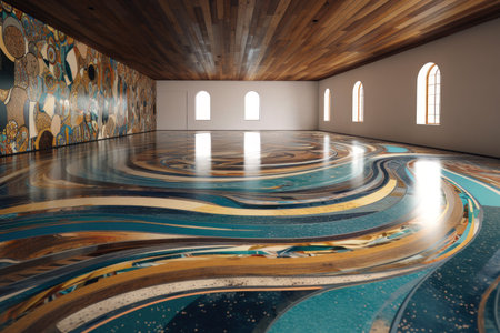 Interior of a room with wooden walls and ceiling, 3d renderの素材