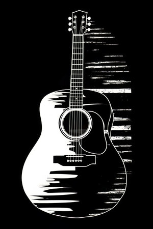 Guitar on a black background. Vector illustration for your designの素材