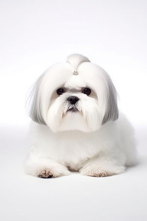 Shih Tzu dog on a white background. Studio shot.の素材