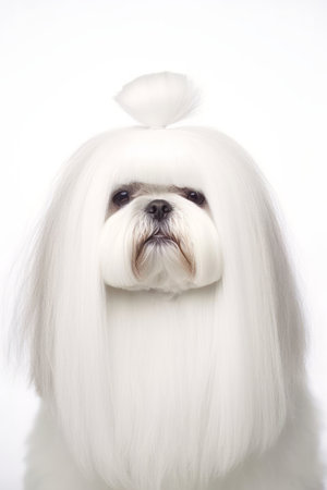 Portrait of a Shih Tzu isolated on a white background.の素材