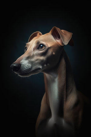 Portrait of a beautiful Sloughi dog. Studio shot.の素材