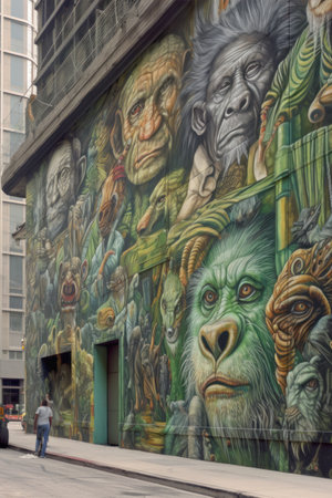 Mural art in Lower Manhattan in New York City.の素材