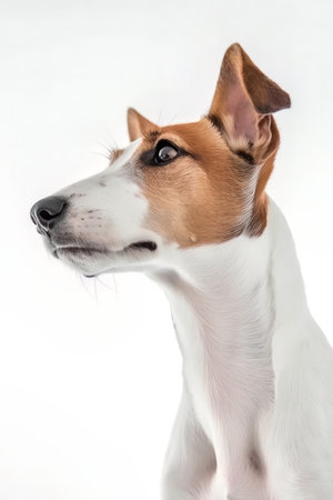 Smooth Fox Terrier dog isolated on white studio shot.の素材