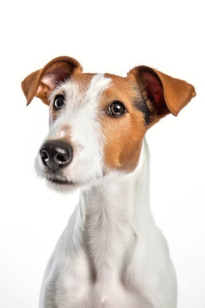 Portrait of a Smooth Fox Terrier dog on a white backgroundの素材