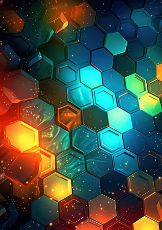 Abstract background with hexagons. 3d rendering, 3d illustration.の素材