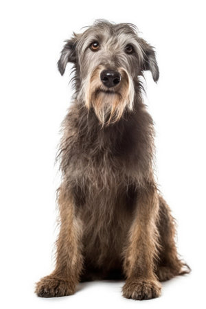 Scottish Deerhound in front of a white background.の素材