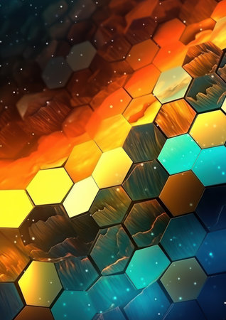 Hexagon abstract background. 3d illustration. Honeycomb patternの素材