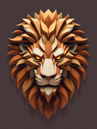 Lion head on brown background. Vector illustration. Eps 10.の素材