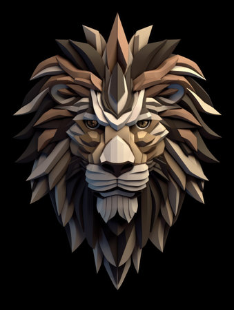Lion head isolated on black background. Vector illustration for your designの素材