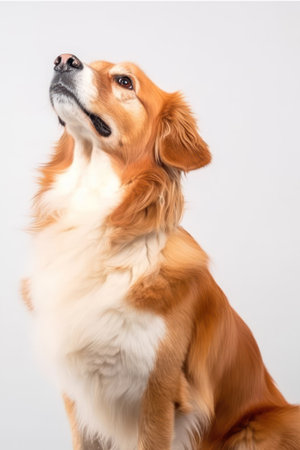 Portrait of a Pembroke Welsh Corgi on a white backgroundの素材