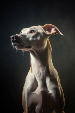 Portrait of a cute whippet dog. Studio shot.の素材