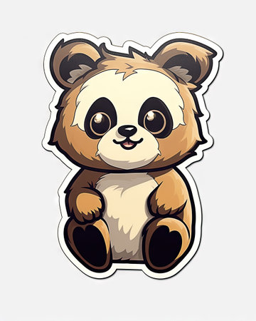 Cute panda cartoon sticker. Vector illustration isolated on white background.の素材