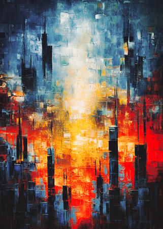 abstract grunge background with black, red, yellow and blue colorsの素材