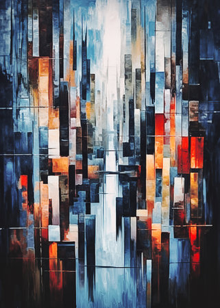 abstract background with black, blue, red and orange stripes.の素材